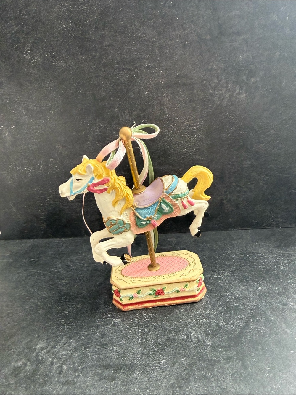 Classic Pink & Pastel Carousel Horse Figurine for Home Party Decor